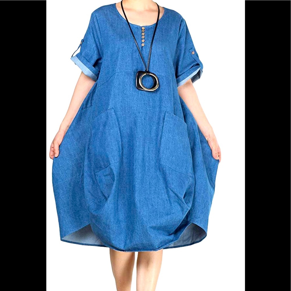 Minibee Oversized Midi Jean Dress. Sz. M NWT